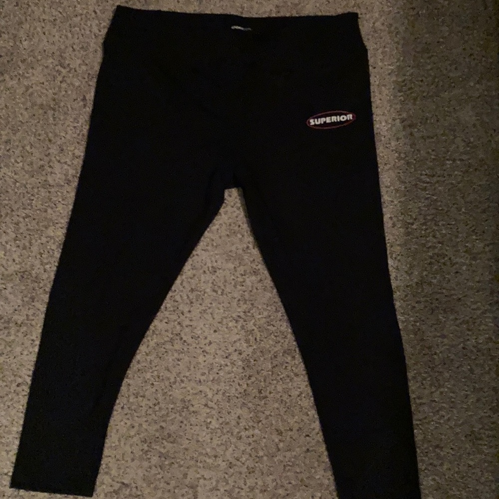 Black company logo leggings